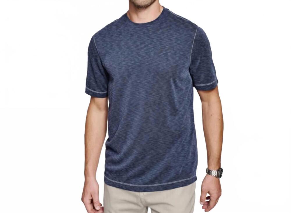 NEW JOHNSTON & MURPHY vintage slub crewneck tee in navy